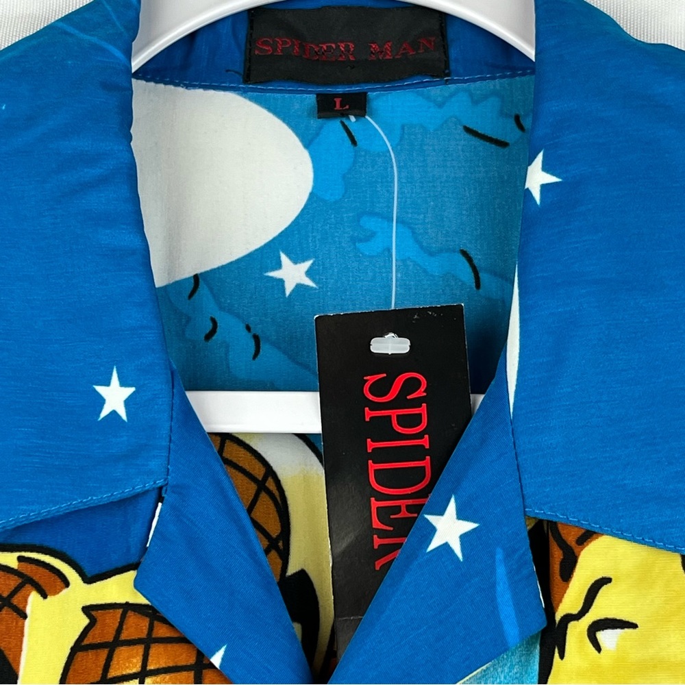 Spider-Man Short Sleeve Shirt Size‎ Large Blue Black - Picture 8 of 15